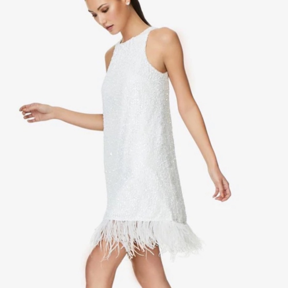 Aidan Mattox White Halter Sheath Mini Dress